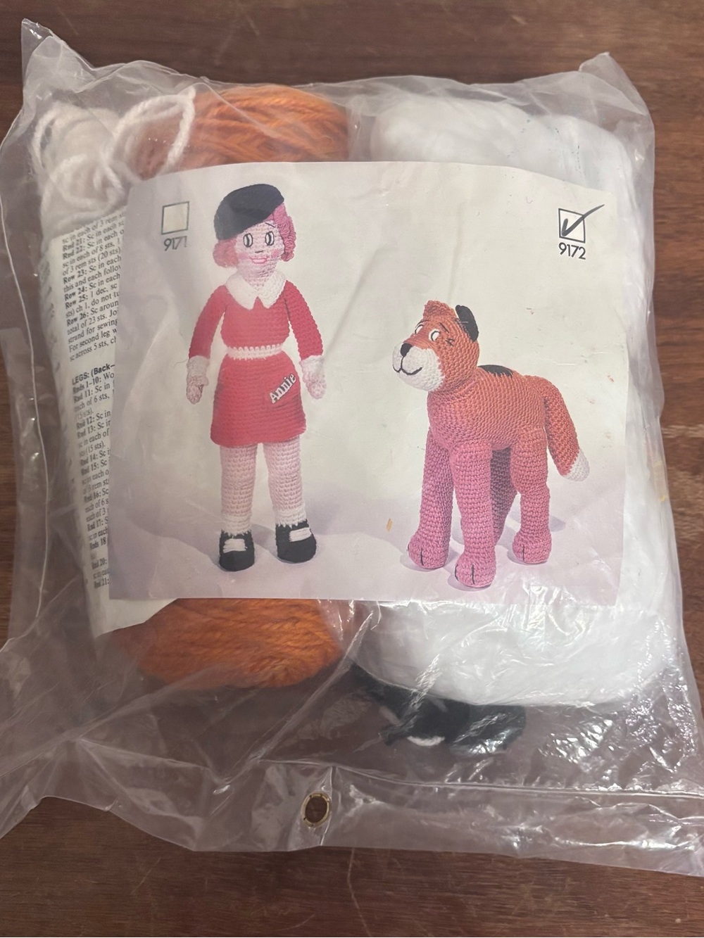 Vintage Sealed Annie Doll & Tiger Crochet Kit - Pink & White